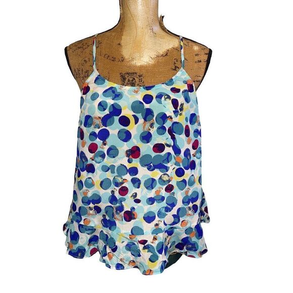 Maeve 100% Silk Zaballa Multicolored Abstract Tank Blouse Sz4 - Picture 1 of 7